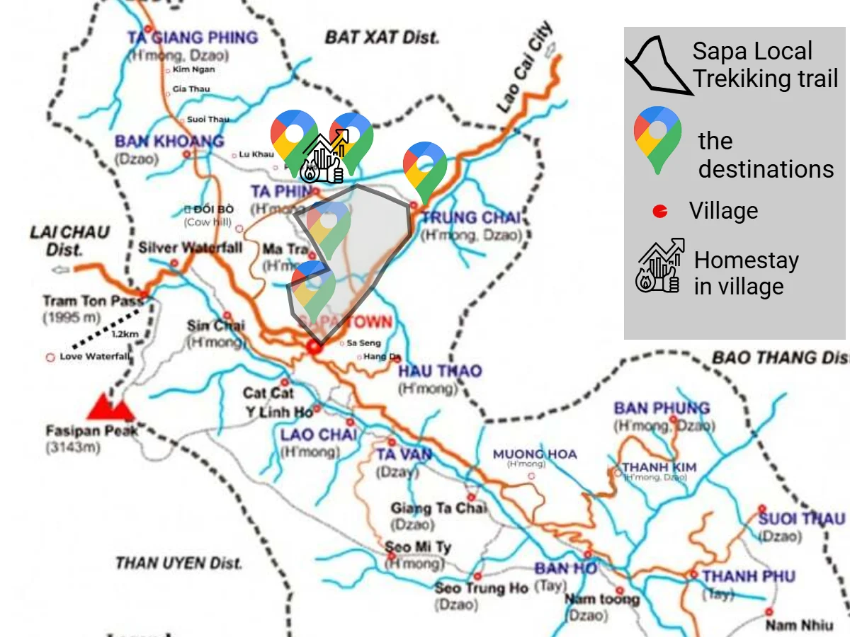 sapa local 2 day tour map