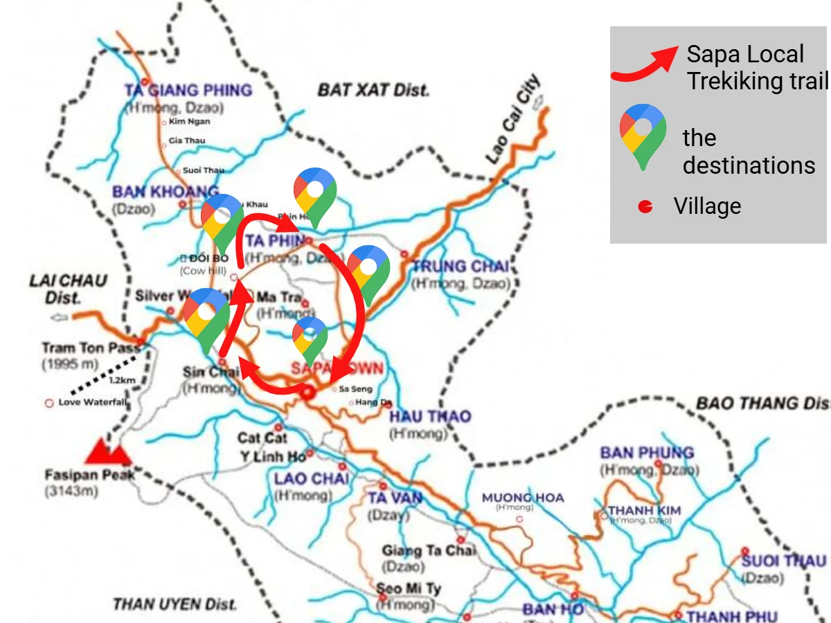 Sapa local trekking tour map (2)